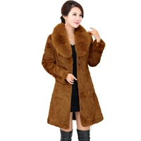 85cm 5xl plus size 2020 real natural rex rabbit hair fur coat colors womens long design winter warm outwear female overcoat