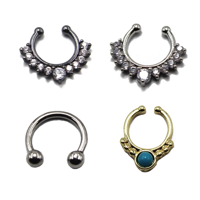Поддельные пирсинг носа серебряное кольцо для из нержавеющей стали губ