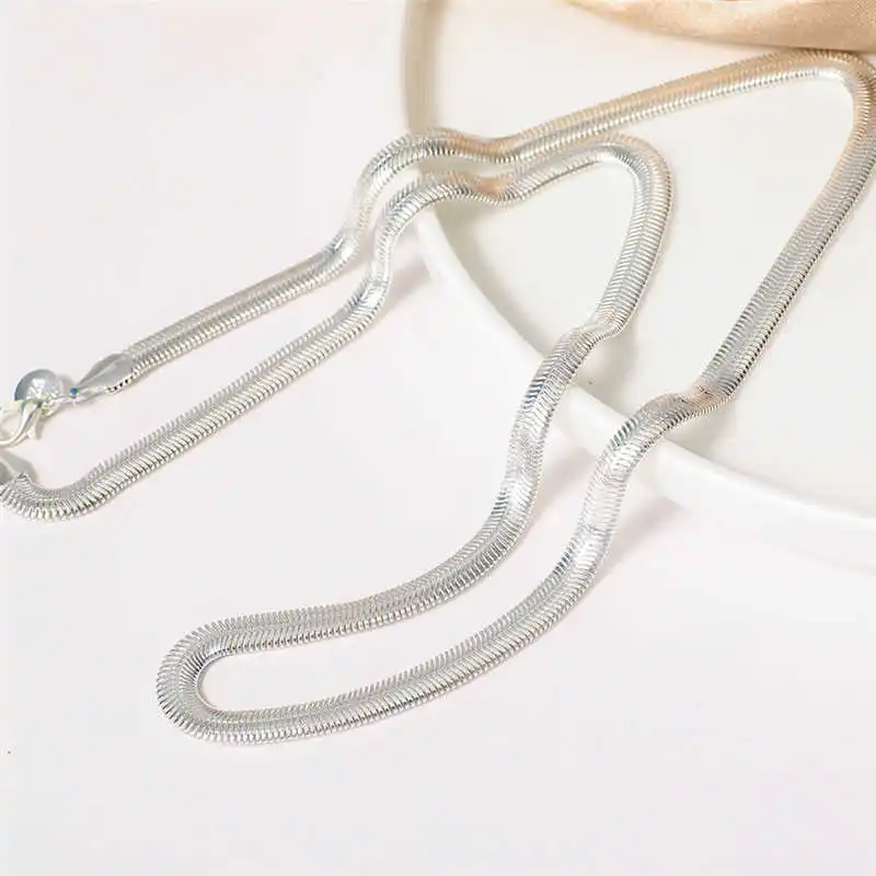 Серебряный цвет 6 мм змеиная цепочка унисекс для мужчин и женщин ожерелье 16 24