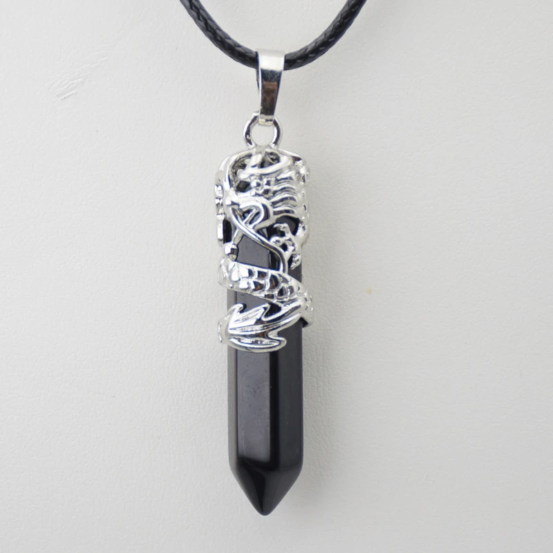 Натуральный хрустальный камень шестигранная призма ЭТНИЧЕСКАЯ подвеска