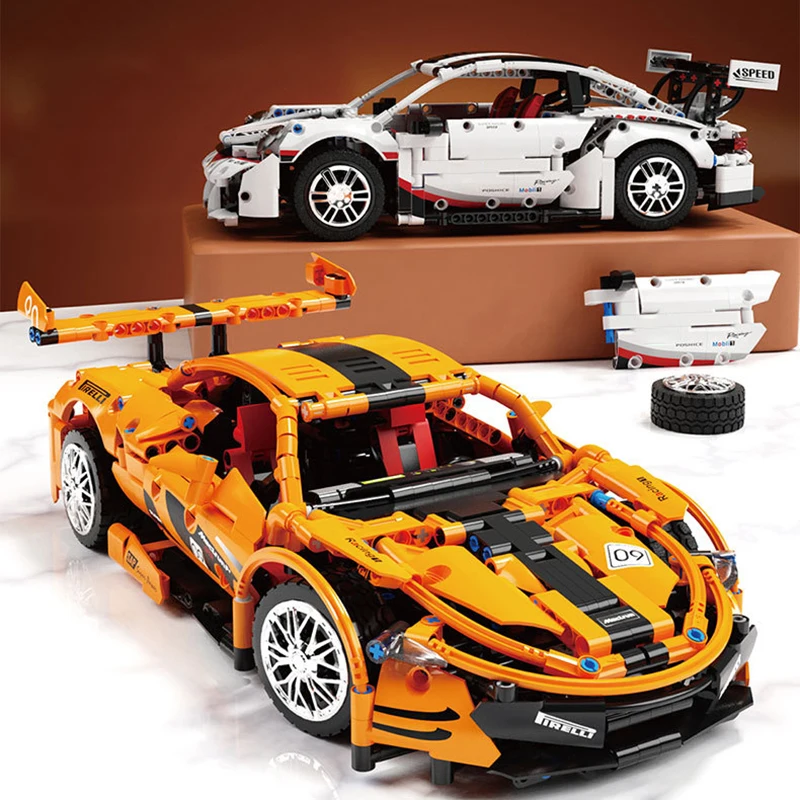 

Технический Супер гоночный автомобиль, Porschied RSR мкларенный P1, кирпичи MOC, быстрая скорость, автомобиль, строительные блоки, игрушки для детей,...