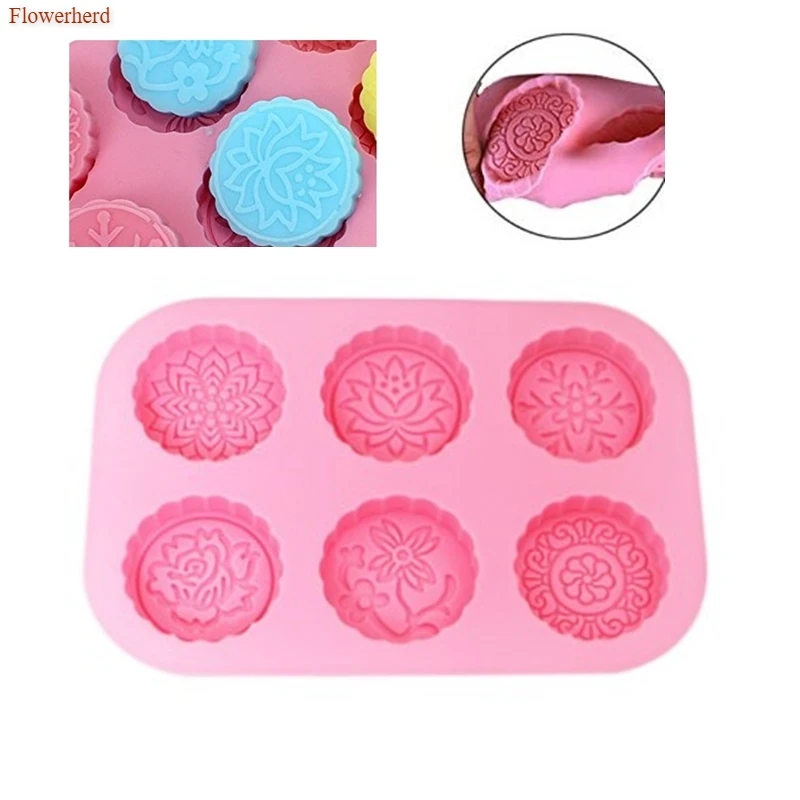 6-полость вокруг и квадратной формы мыло силиконовая форма для изготовления