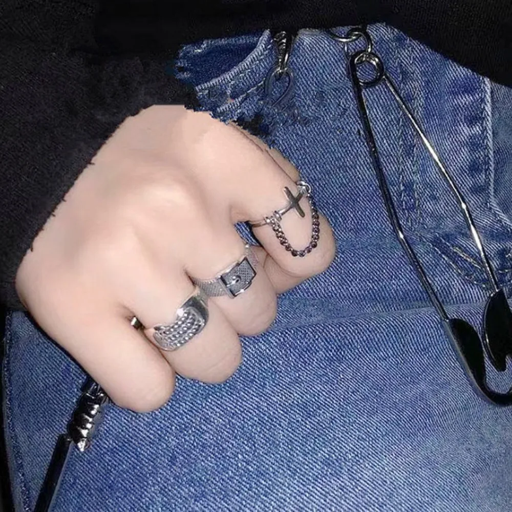 Новые винтажные металлические открытые кольца в стиле панк на цепочвечерние