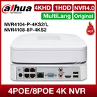 Dahua оригинальный MultiLang NVR4104-P-4KS2L NVR4108-8P-4KS2L 1HDD 48CH 48poe сетевой видеорегистратор P2P ONVIF H.265 Аудио Сигнализация