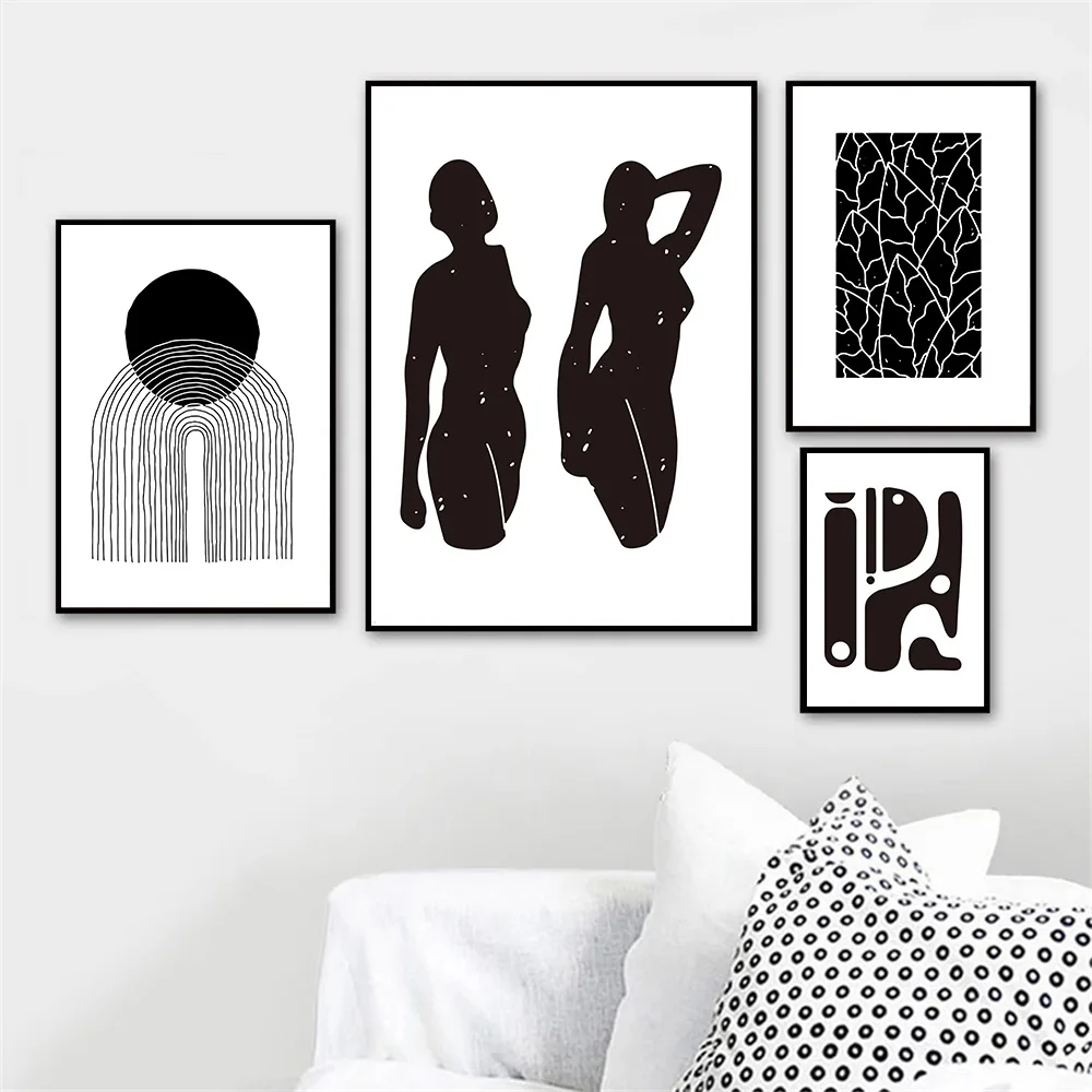 

Abstract Women Body Wall Art Poster Geometry Line Draiwng Canvas Painting Black White Arch Art Prints Nordic Picture Home Decor