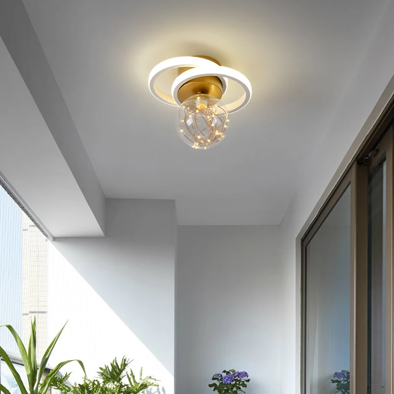 $35.72 Modern Creative Gypsophila LED Ceiling Lights Aisle Lighting Round String Light Acrylic Porch Atmospheric Corridor Hallway Lamp