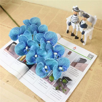 color6 1 set Цветок+ ваза 9 голов 95 см большой искусственный фаленопсис большая орхидея белый многоцветный Свадебный - Цвет: color6 1 set