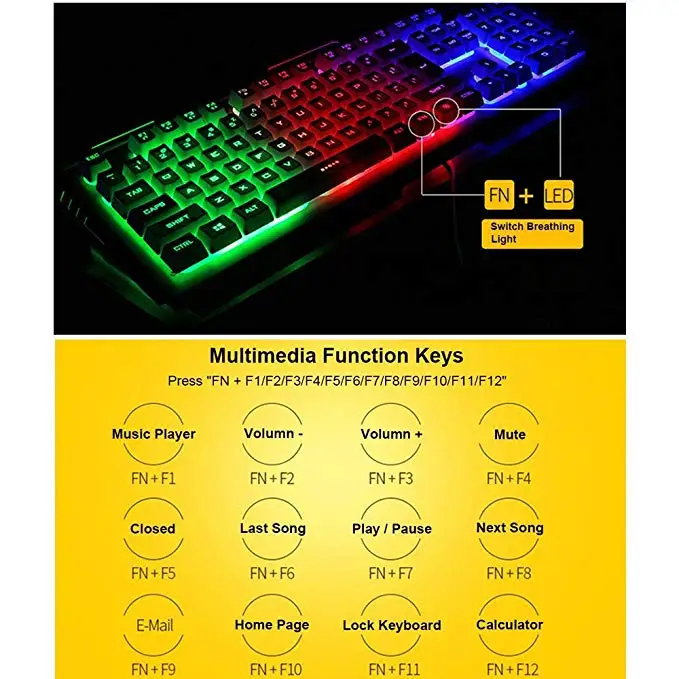 Клавиатура V1 мышь комбинированная геймерская Проводная светодиодный с