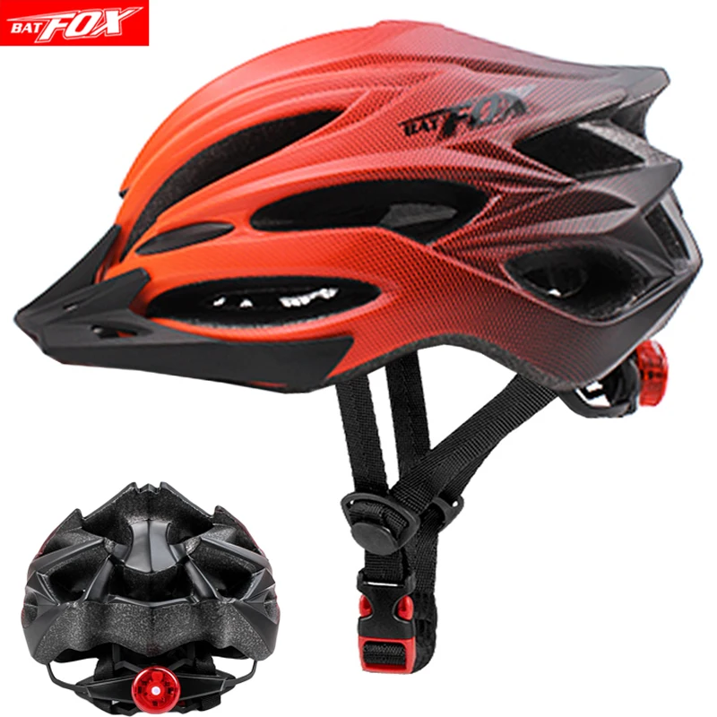 

BATFOX MTB Cycling Helmet With LED Taillight Road Mountain Bike Helmet Man Ultralight casco Sport Safe Gear capacete ciclismo