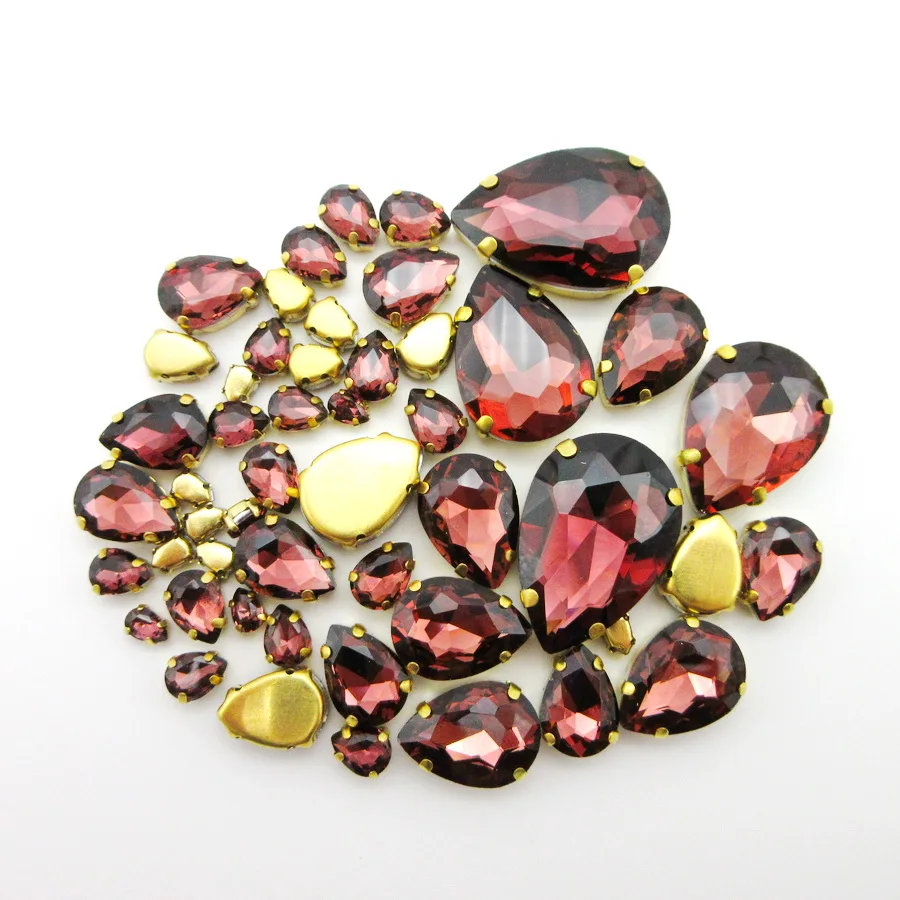 Красочные стеклянные хрустальные капли в форме воды 7 размеров микс 50 штук пакет