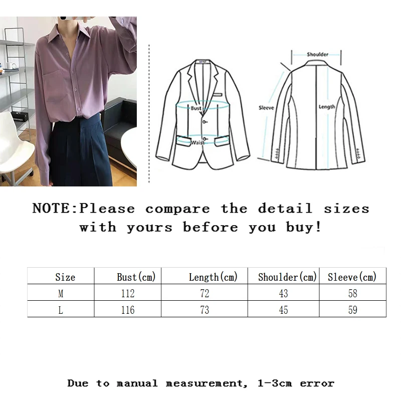 

Sllsky Women Shirt 2021 Spring Autumn Oversize T-shirt With Long Sleeve Pocket Office Female Single-breasted Top Blouse