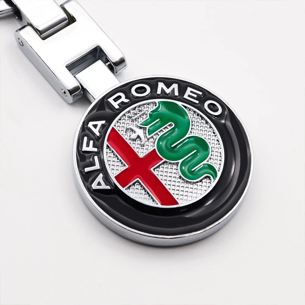 

3D Metal Emblem Badge Car Keychain Ring For Alfa Romeo 159 Stelvio Giulia 4C Disco Giulietta Mito 8C Gt 147 156 146 155 166 456