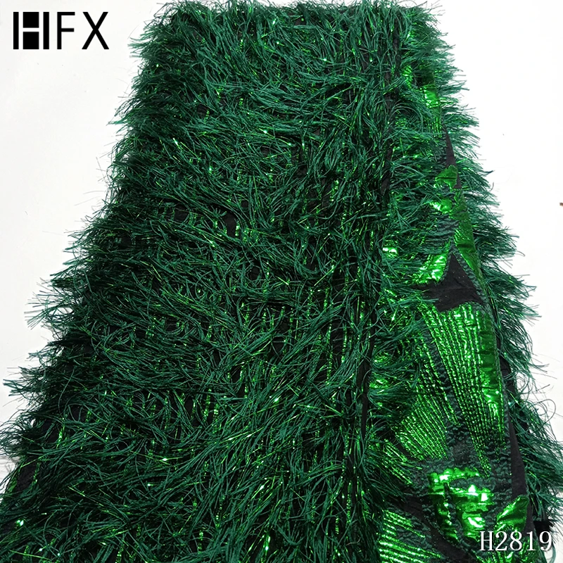 HFX африканская кружевная ткань высококачественные блестки с перьями gliter