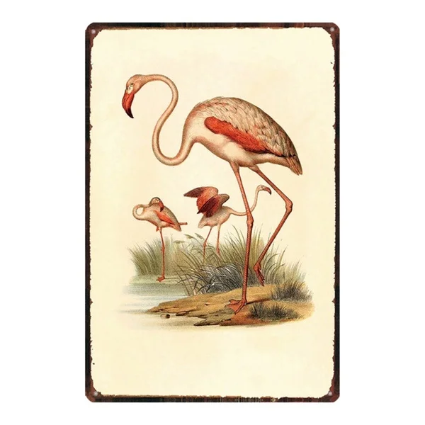 

Винтажный металлический жестяной знак животное Фламинго домашний бар кухня сад настенный вывеска для декора 12x8 дюймов