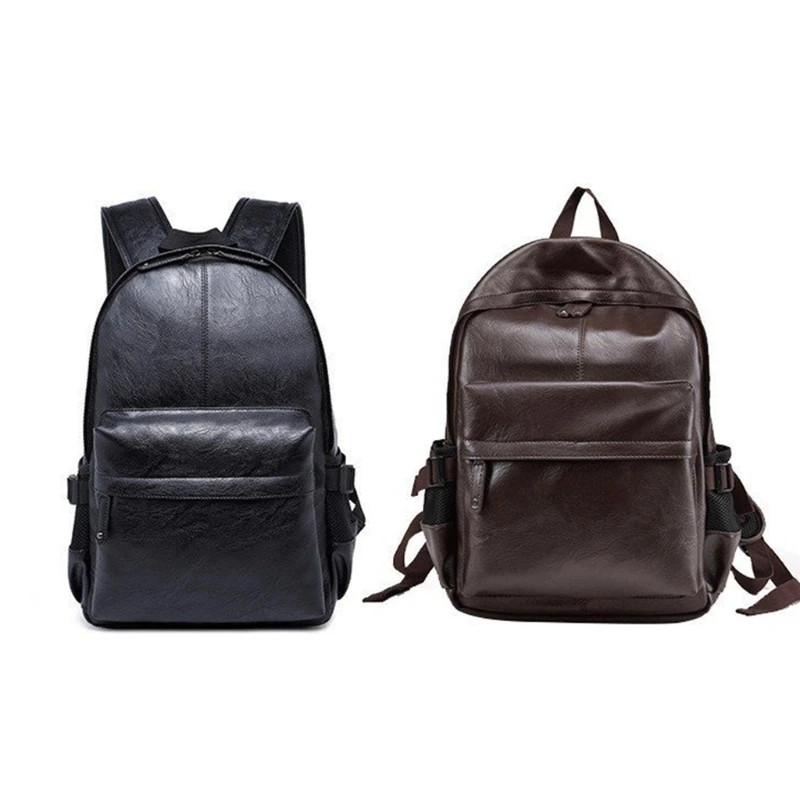 

2021 New Men Backpack PU Leather Travel Bag Large Capacity Teenager Student Bookbag Fashion Laptop Daypack Casual Rucksack