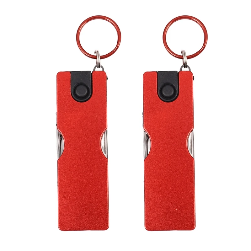 

2X Multifunction Mini Fashion Keychain Stainless Steel Nail Clipper LED Light Ear Cleaner Pocket Ring Fold Tool