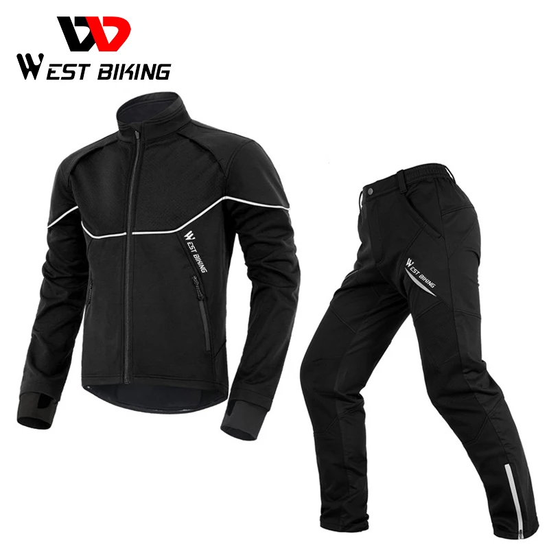 

Зимний велосипедный костюм WEST BIKING для мужчин и женщин, термальная ветрозащитная велосипедная Джерси, куртка для бега, лыжного спорта, сноуборда, пальто, брюки, женская спортивная одежда