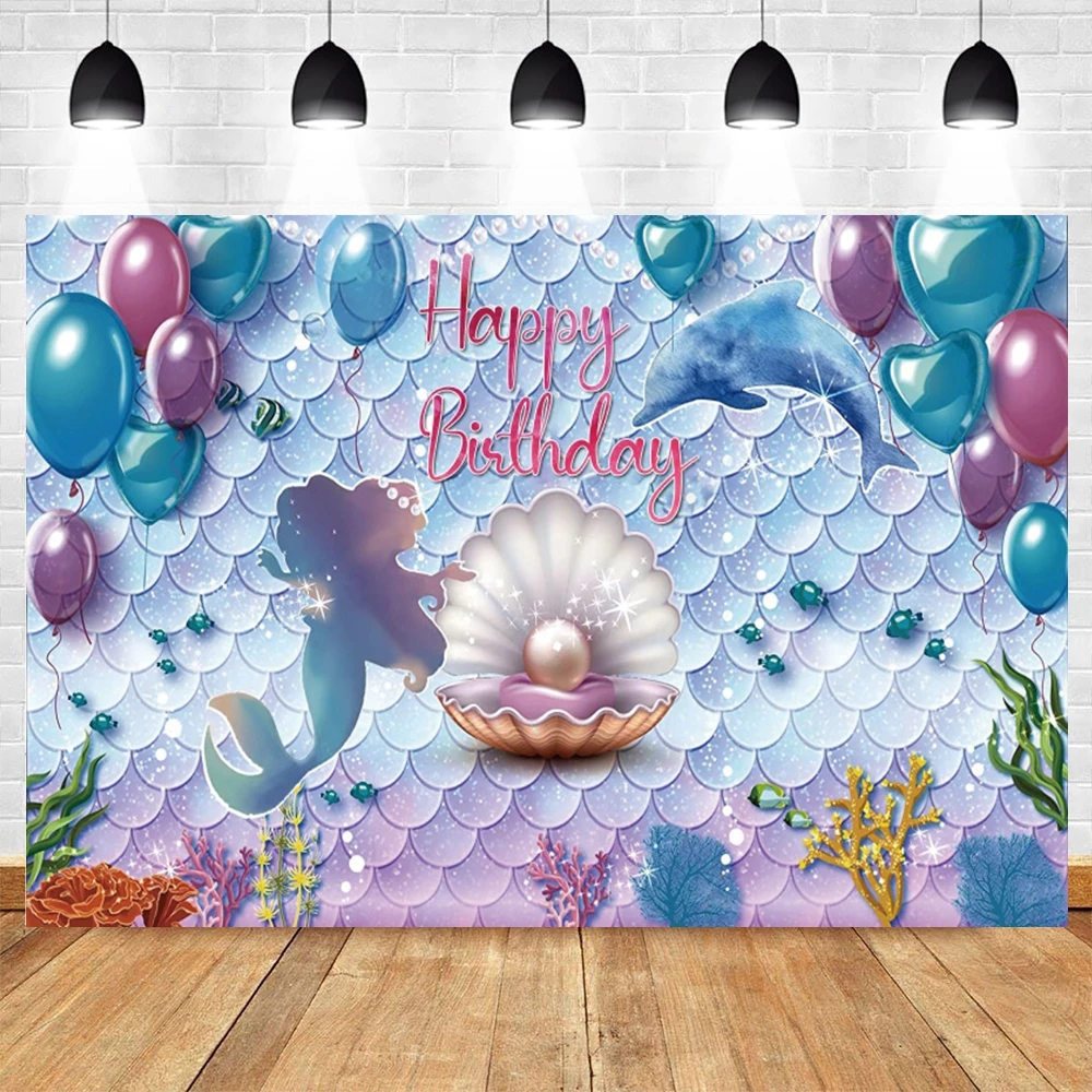 

Детский день рождения Русалка морское дно фотографический фон фотосессия Фотофон фотография Фон Фотостудия