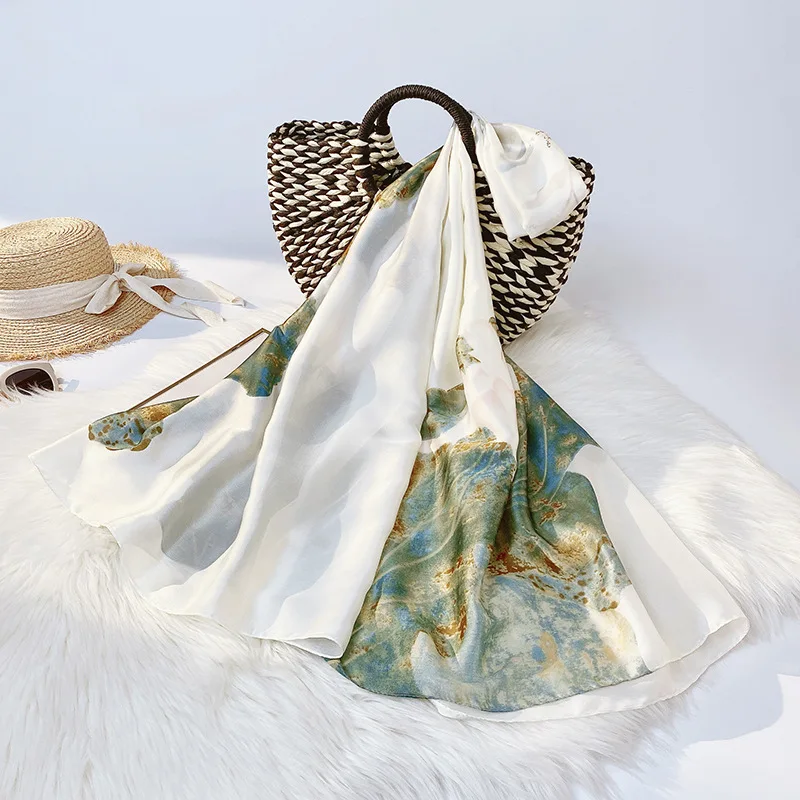

Luxury Brand Women square Silk Scarf Feamle Spring Fall Fashion Large Elegant Classical Long Shawls and Wraps Printed Scarves