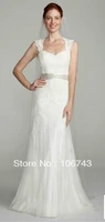 free shipping 2018 davids cap sleeve with keyhole back lace bridal gown sleeves off the shoulder mother of the bride dresses