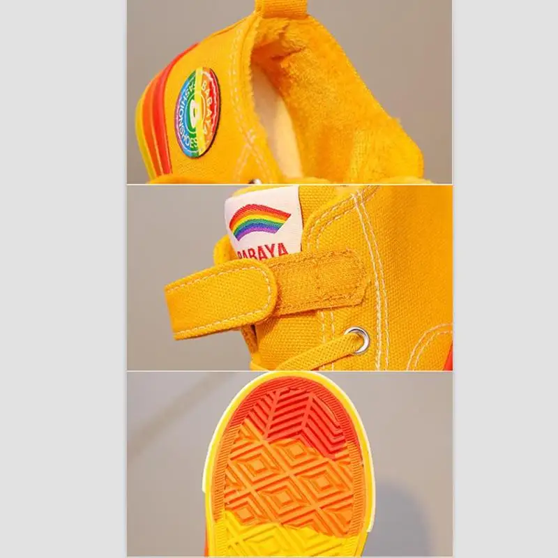 Детские кроссовки для мальчиков и девочек парусиновые ботинки теплая зимняя