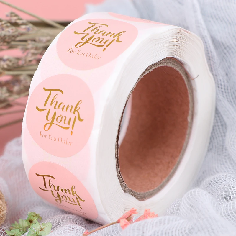 

Наклейки в рулонах с розовыми цветами 500 шт., милые наклейки, этикетки для свадебной вечеринки, скрапбукинга, конвертов, наклейки с уплотнени...