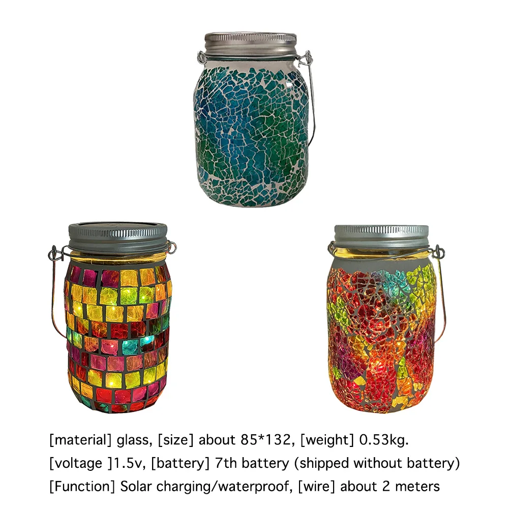 

Net red garden light LED solar crack light glass jar decoration gift light outdoor indoor night light mason bottle light gift