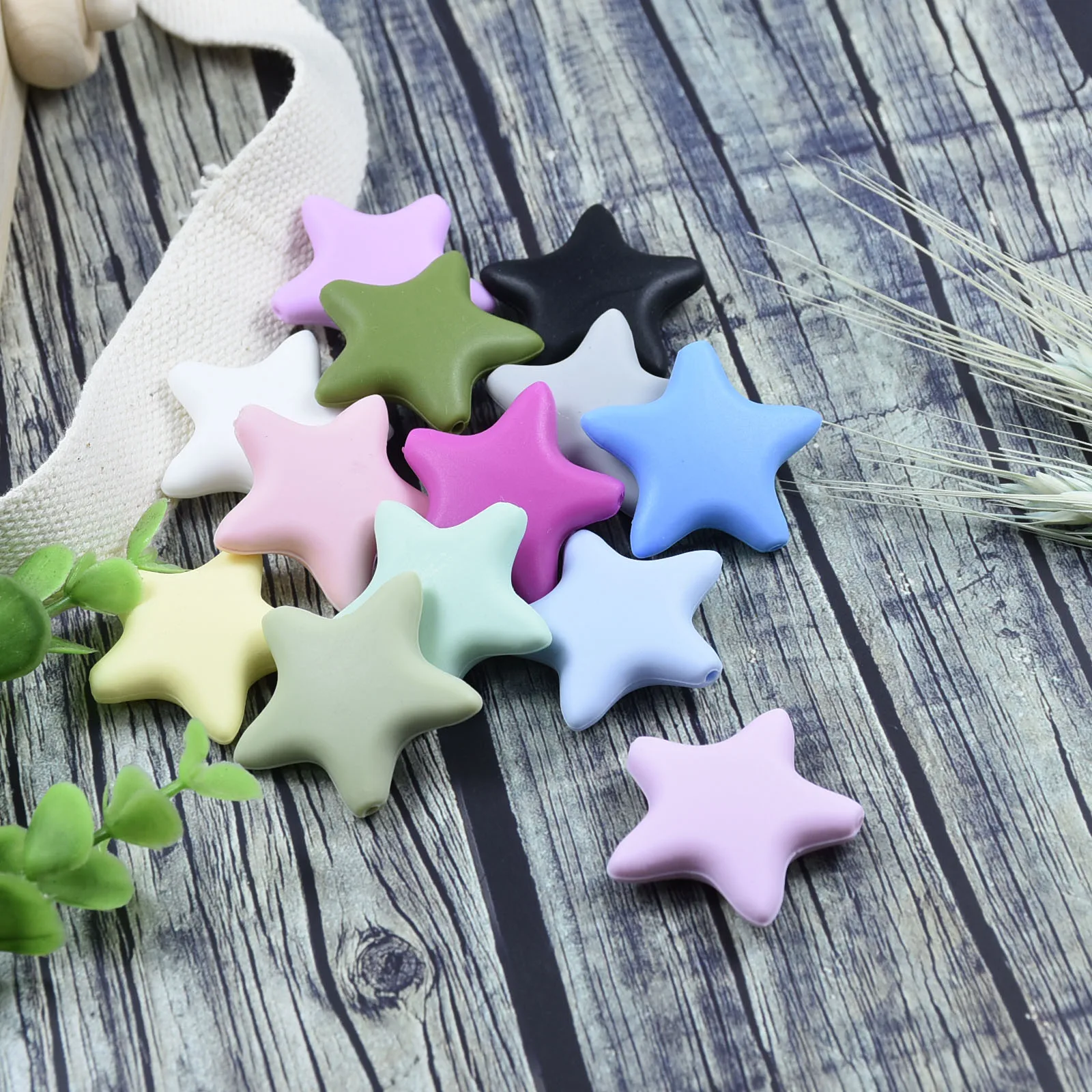 Mordedores de silicona con estrellas para beb&eacute;, varillas de silicona para morder, productos para enfermera, regalo para Baby Shower, 50 Uds.-1