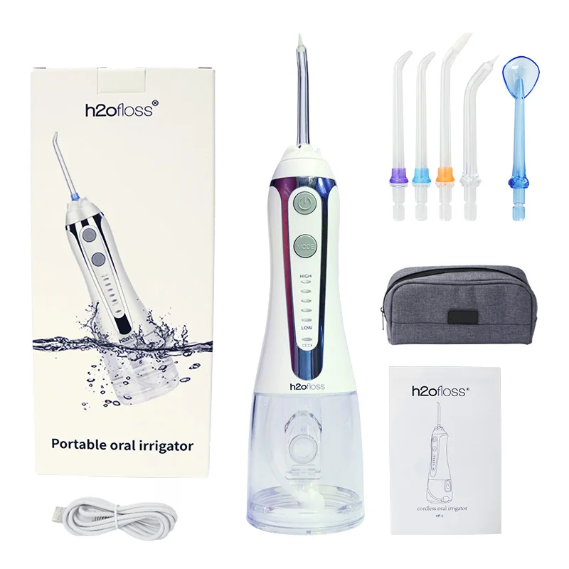 

Oral Irrigator 5 Modes Portable Dental Water Flosser USB Rechargeable 300ml Tank+5 Jet Waterproof Teeth Cleaner with Travl Bag