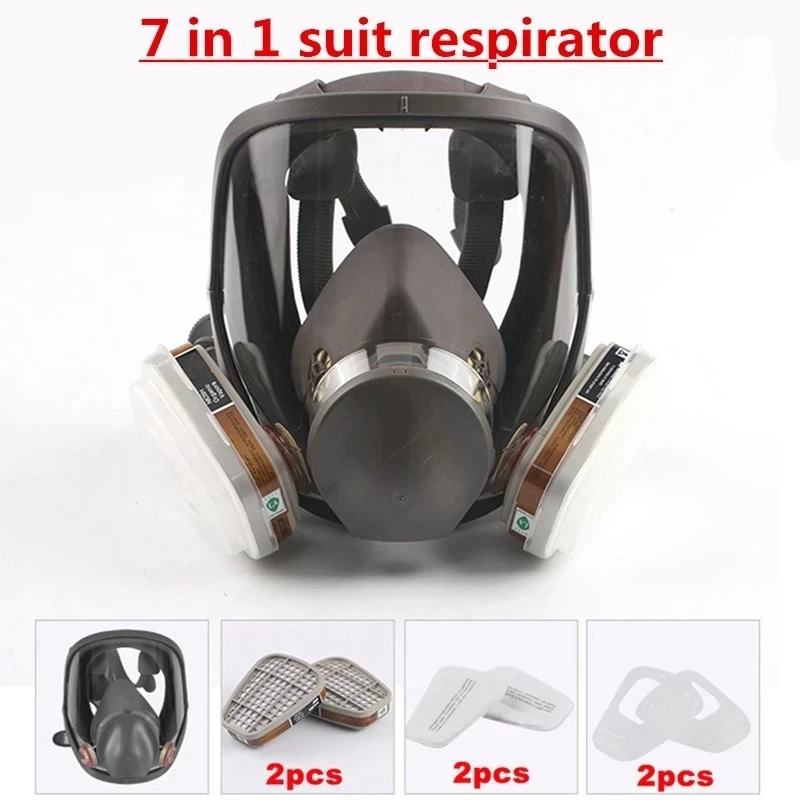 7 In 1 6800 Industrial Painting Spraying Respirator Gas Mask 2 In 1 Suit Safety Work Filter Dust Full Face Mask Replace MMM