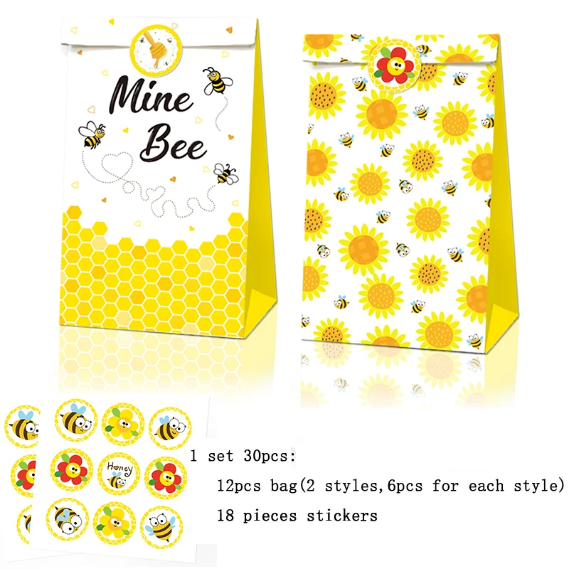 Lovely Bee Plates Napkins flag Cup straws tablecloth party Disposable tableware for Kids happy Birthday Party Supplies | Дом и сад