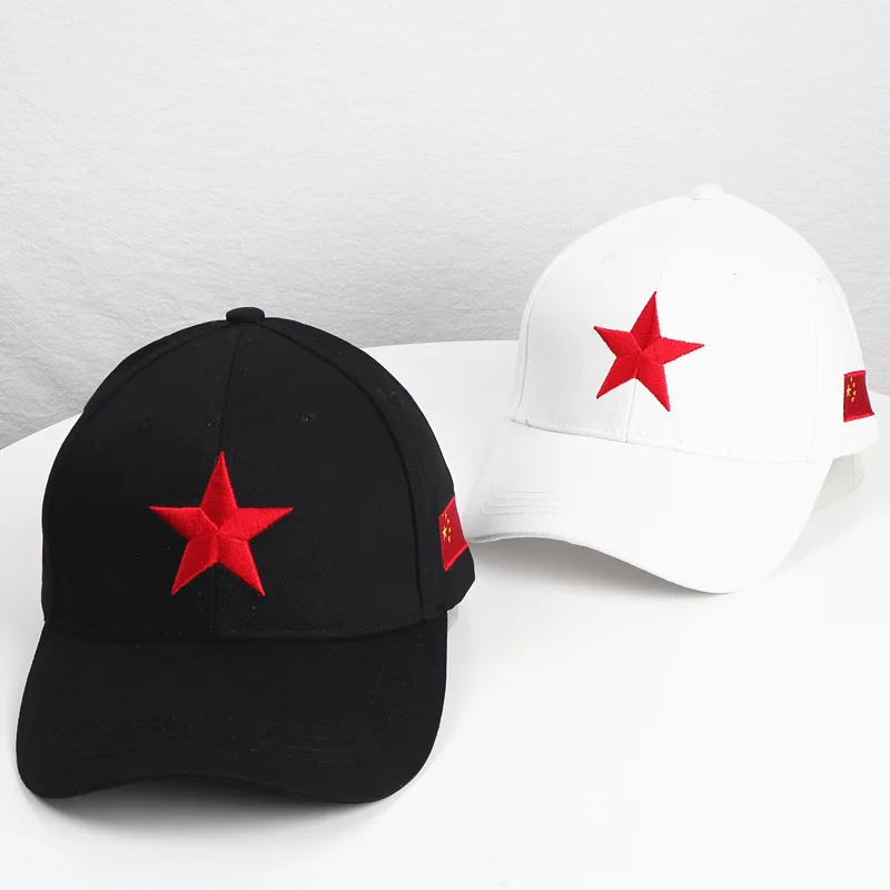 

Summer Men's And Women's Baseball Cap High Quality Red Five Pointed Star National Flag Embroidery Baseball Cap Sun Shading Hats