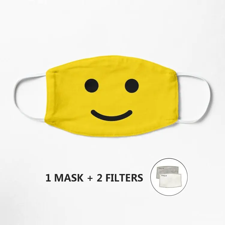 

Smiley Face Funny Cute Minifigure AFOL Mask Face Mask Cotton Fabric Washable filter pocket Unisex Cotton