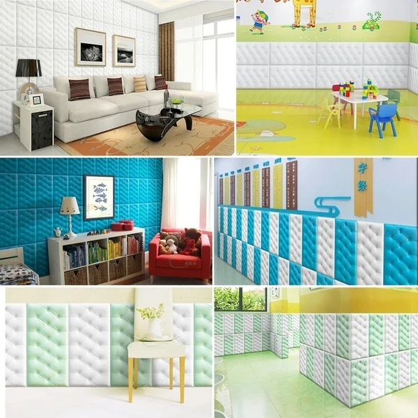 

Creative 3D Wall Stickers PE Foam DIY Wallpaper Home Decoration Wall Decor Imitation leather soft foam Living Room Bedroom Backg