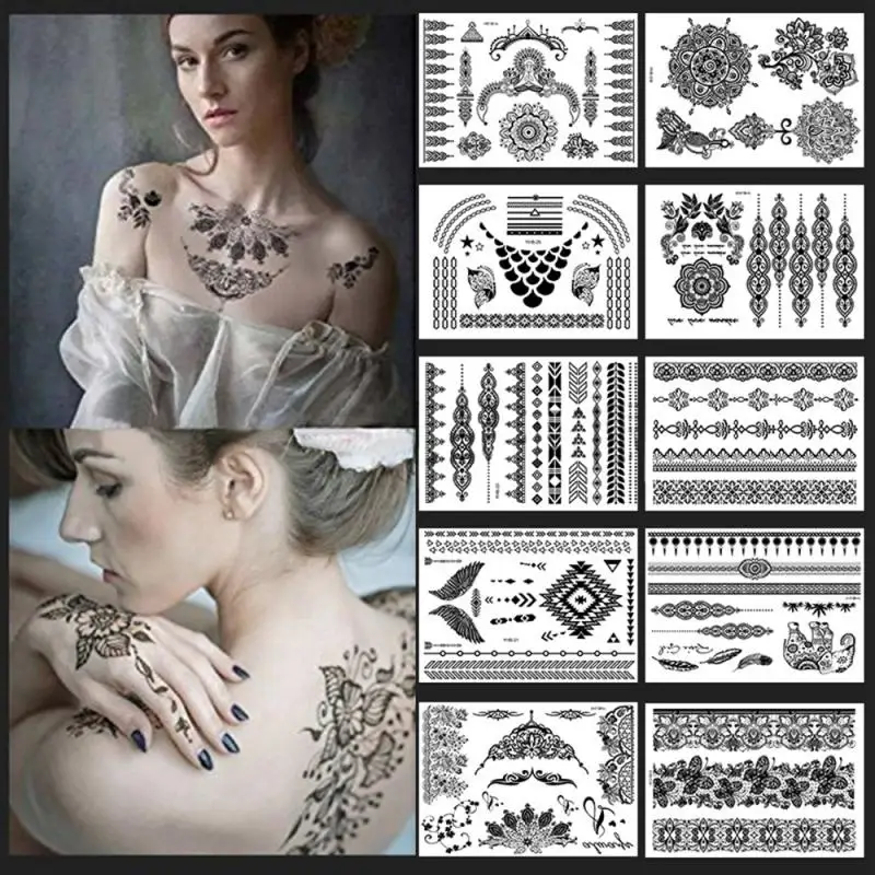 

Arm Tattoos Sticker Waterproof Legs Bracelet Mandala Flower Henna Temporary Tattoos Mehndi Women Body Stickers Sexy Tattoo Art