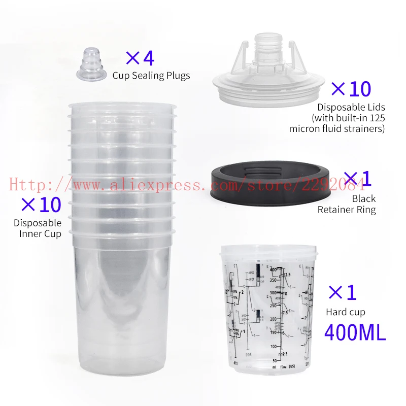 

Комплект чашек для краскопульта Geniuselect 160/400/600/800 мл, 10 шт