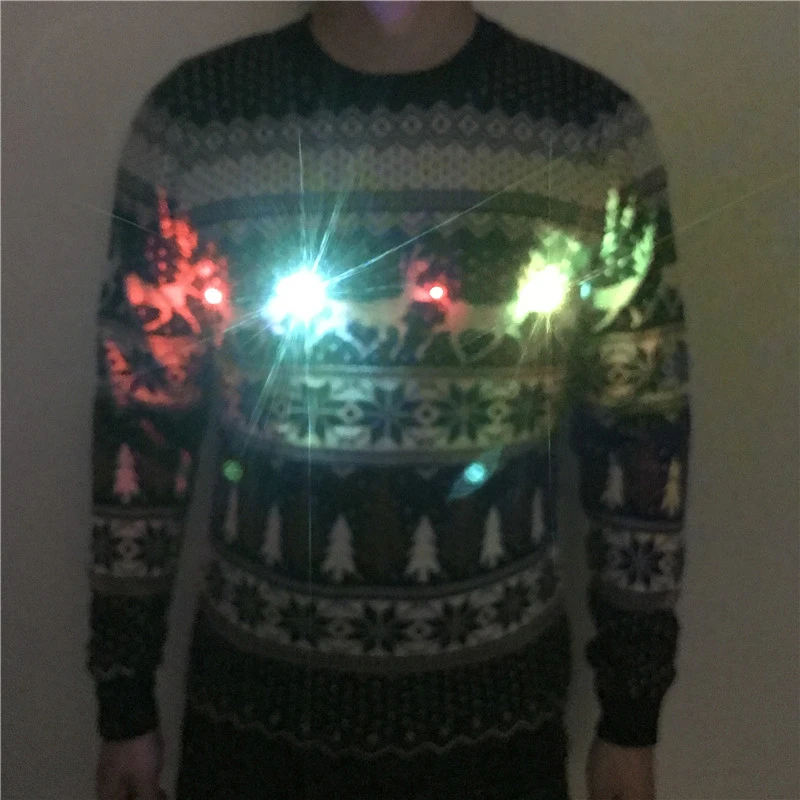 Funny Knitted Reindeer Light Up Ugly Christmas Sweater for Men and Women Hilarious Mens LED Ugly Xmas Sweaters Pullover Jumper