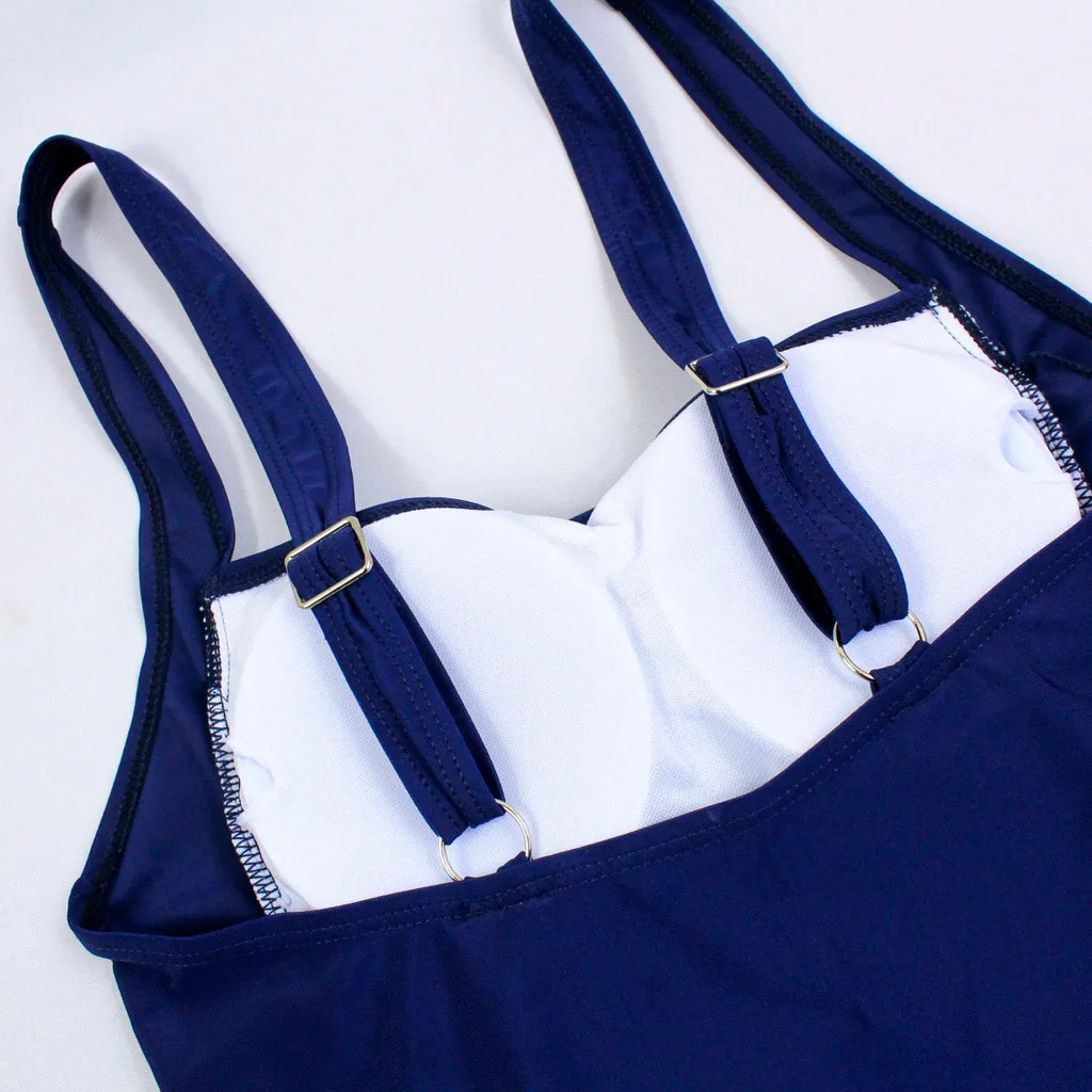 Женское сексуальное бикини Цельный купальник однотонный на бретельках с