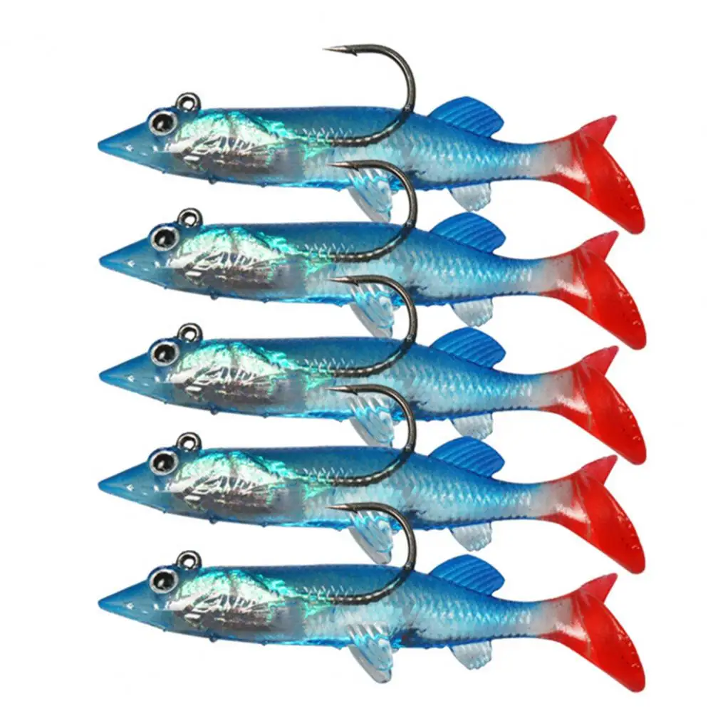 5Pcs/Box Delicate Fishing Bait Sharps Mouth Conjoined Dorsal Hook Soft Lure with Anti-deformation Sardine Swim |