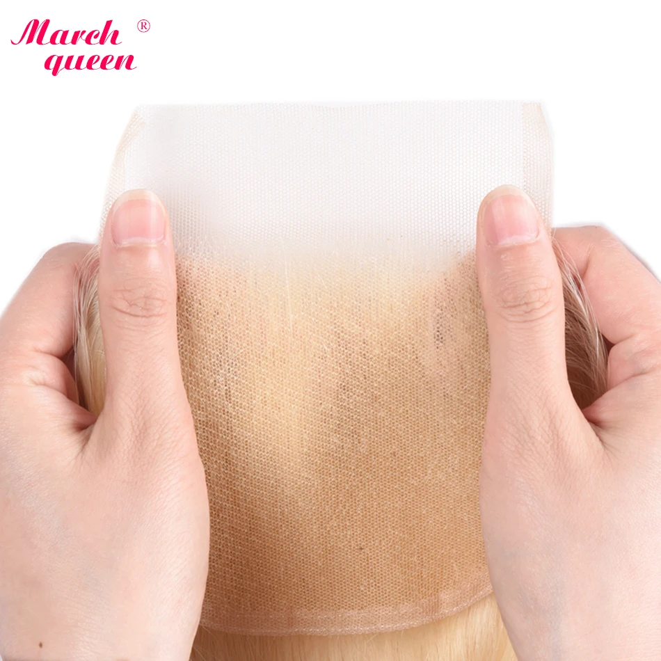 Marchqueen медовый блонд пряди с закрытием средний коэффициент перуанские Remy прямые