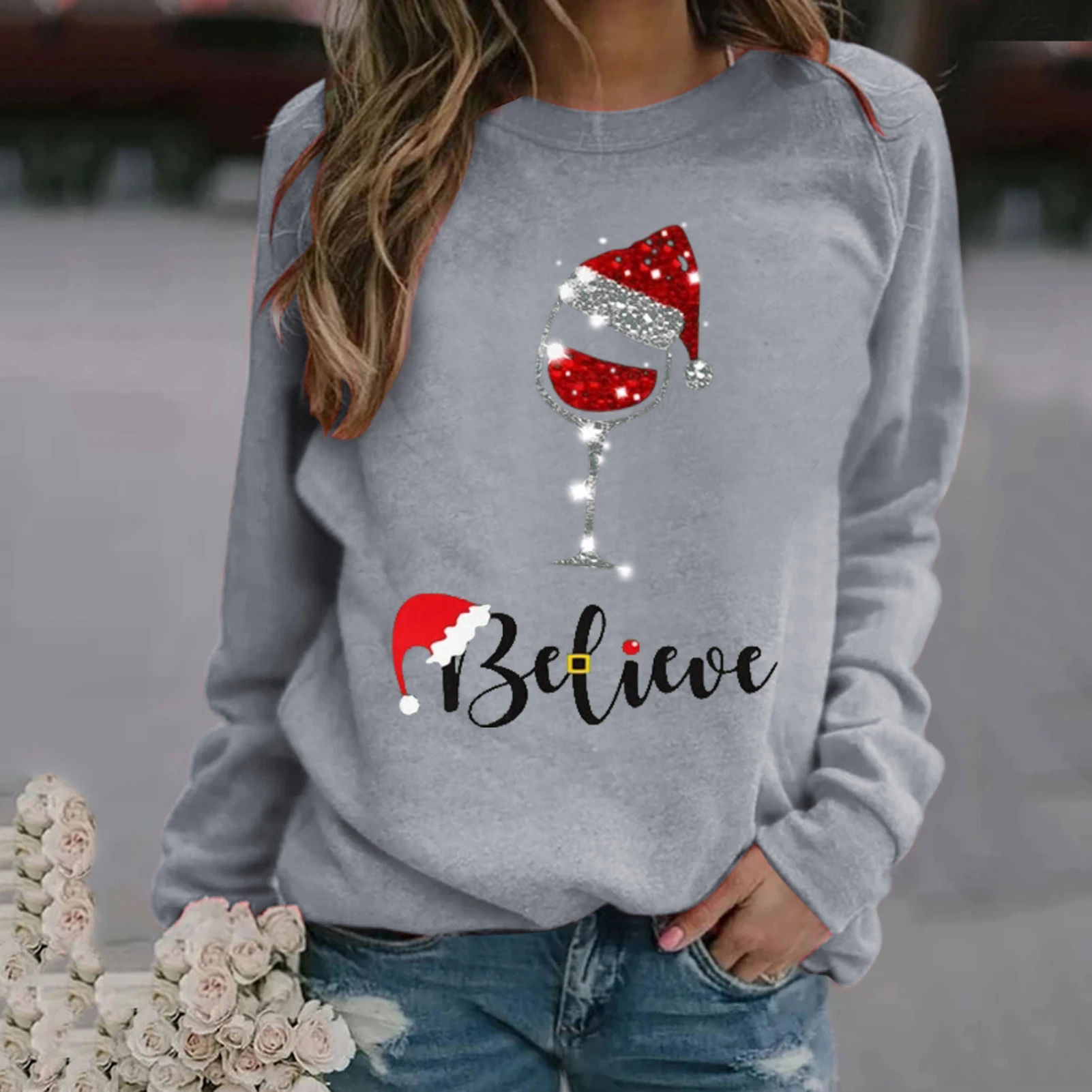 S-3XL Fashion Harajuku Woman Hoodies Women Christmas Print O-Neck Long Sleeve Pullover Top Loose Sweatshirt Loose Pullover Shirt