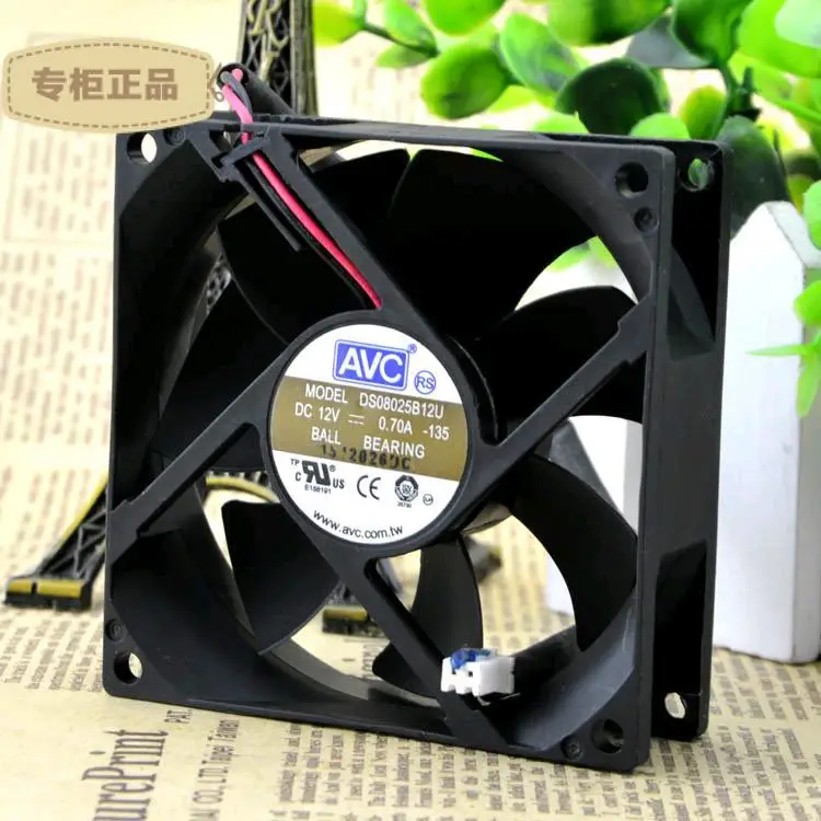 Оригинальный Для AVC 8 см 8025 12V 0.70A DS08025B12U в форме ручки с двумя шарами 2 линии