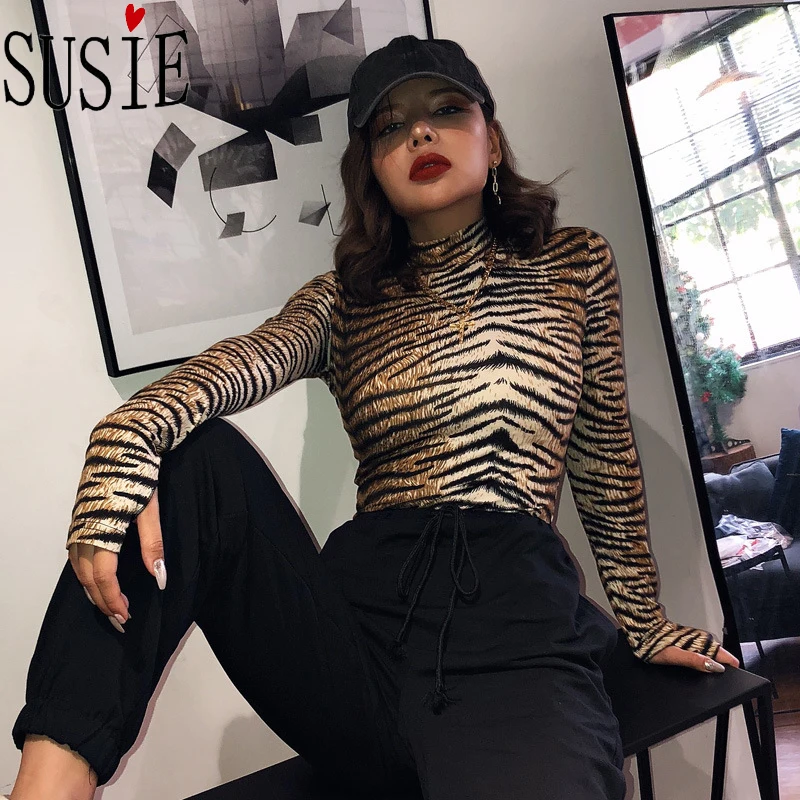Wild Girl уличная леопардовая полосатый комбинезон Теплый облегающий топ