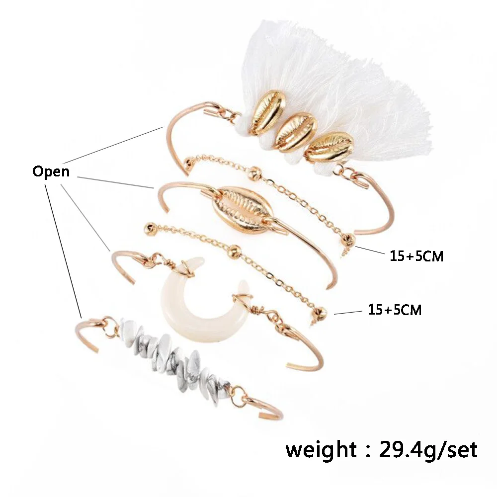 6 шт./партия женские браслеты в богемном стиле натуральный лунный камень виде