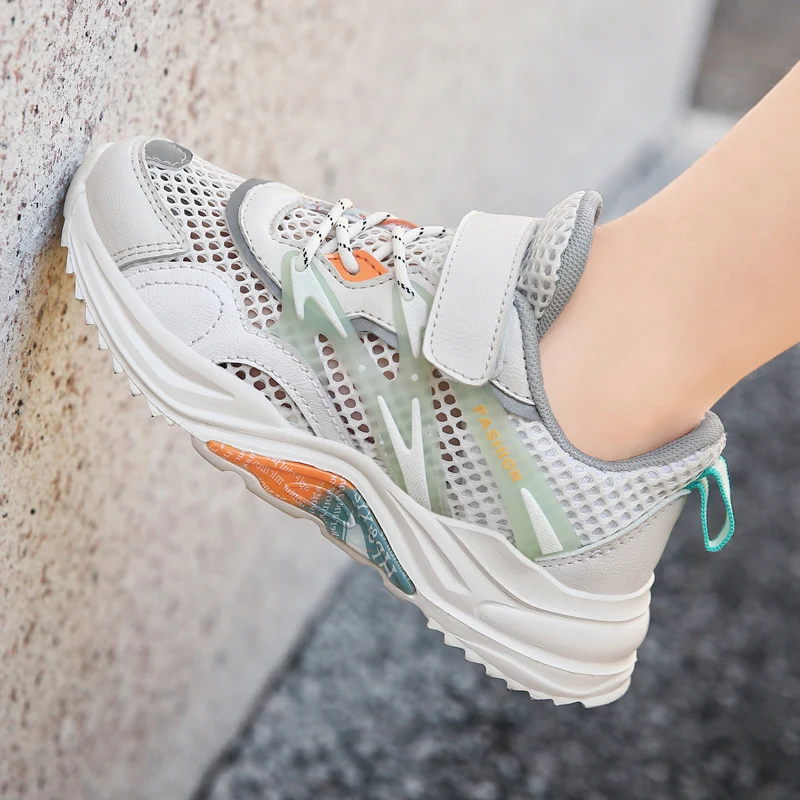 

New Arrival Boy Casual Sneakers White Black Kids Running Shoes Mesh Breathable School Brand Sport Shoes Girls Soft Children Shoe