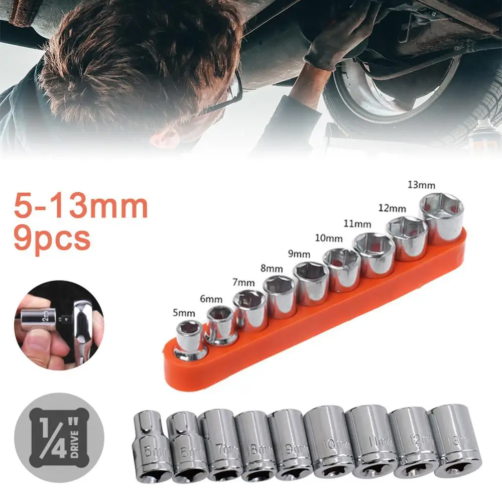 

9Pcs/Set Wrench Hexagon Head DIY Fix Repair Hand Tool 5-13mm Socket Adapter Set Home Auto Car Bicycle