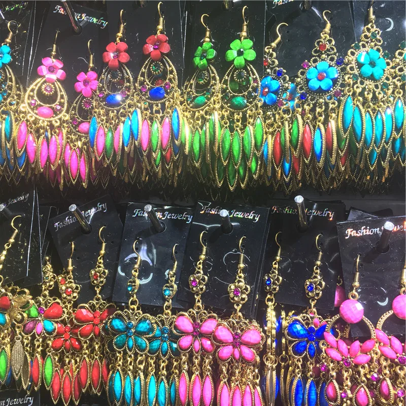 Wholesale 20 Pairs Mixed Lots Flower Carved Bohe Boucle Statement Earrings Style Women Bohemian Ethnic Long Drop | Украшения и