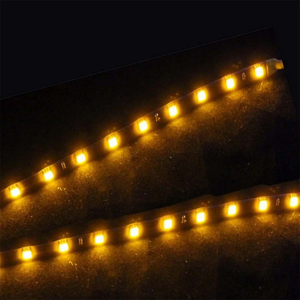 

Yellow Strip Lights 15LED 30cm 8pcs/kit Auto DC 12V Flexible Light Strip