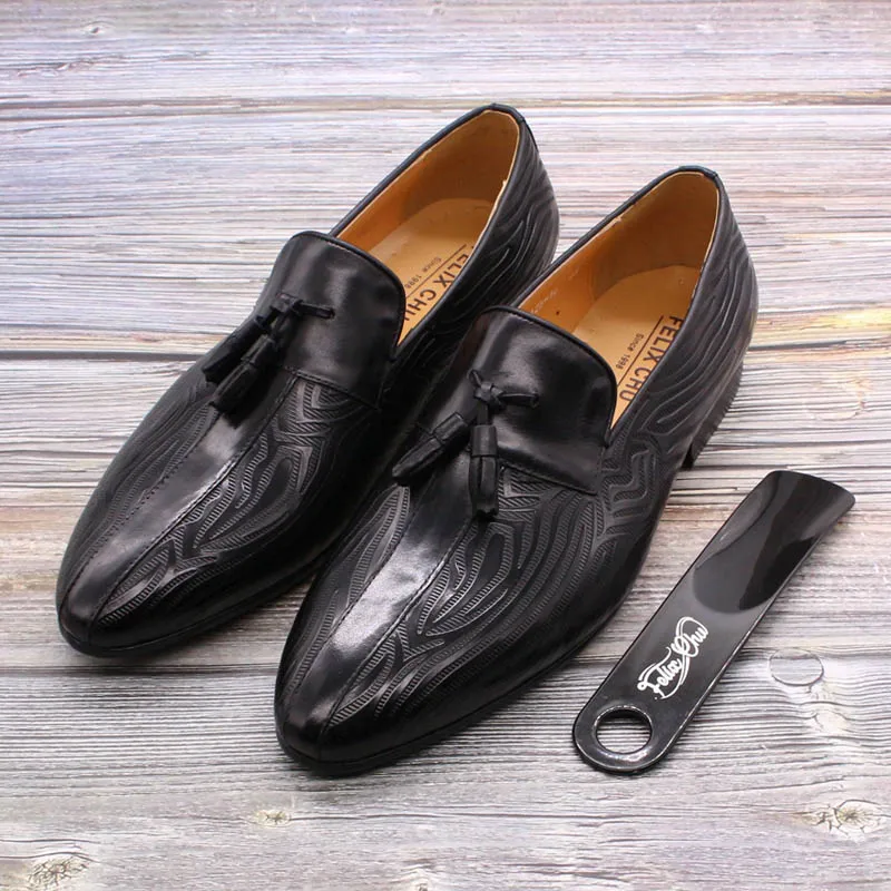 FELIX CHU Роскошные Брендовые мужские лоферы с кисточками черные коричневые дышащие