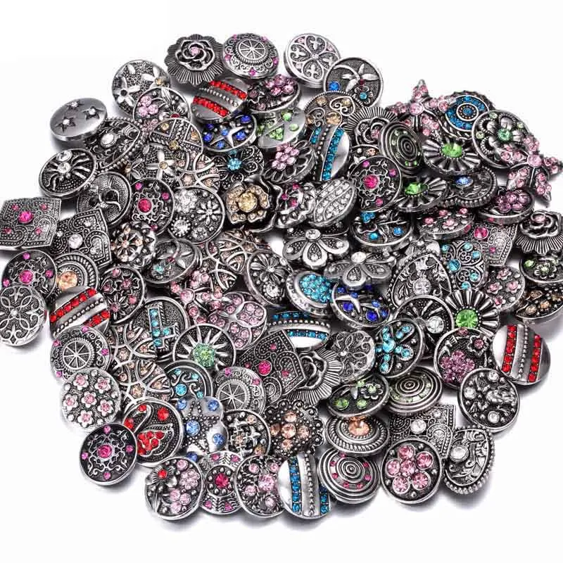 Metal Snap Buttons 10 шт./лот стеклянные металлические оснастки ювелирные изделия 18 мм кнопки для Кнопка для ювелирных изделий подходит 12 мм 18 мм оснастка браслет - Окраска металла: Metal Snap Buttons